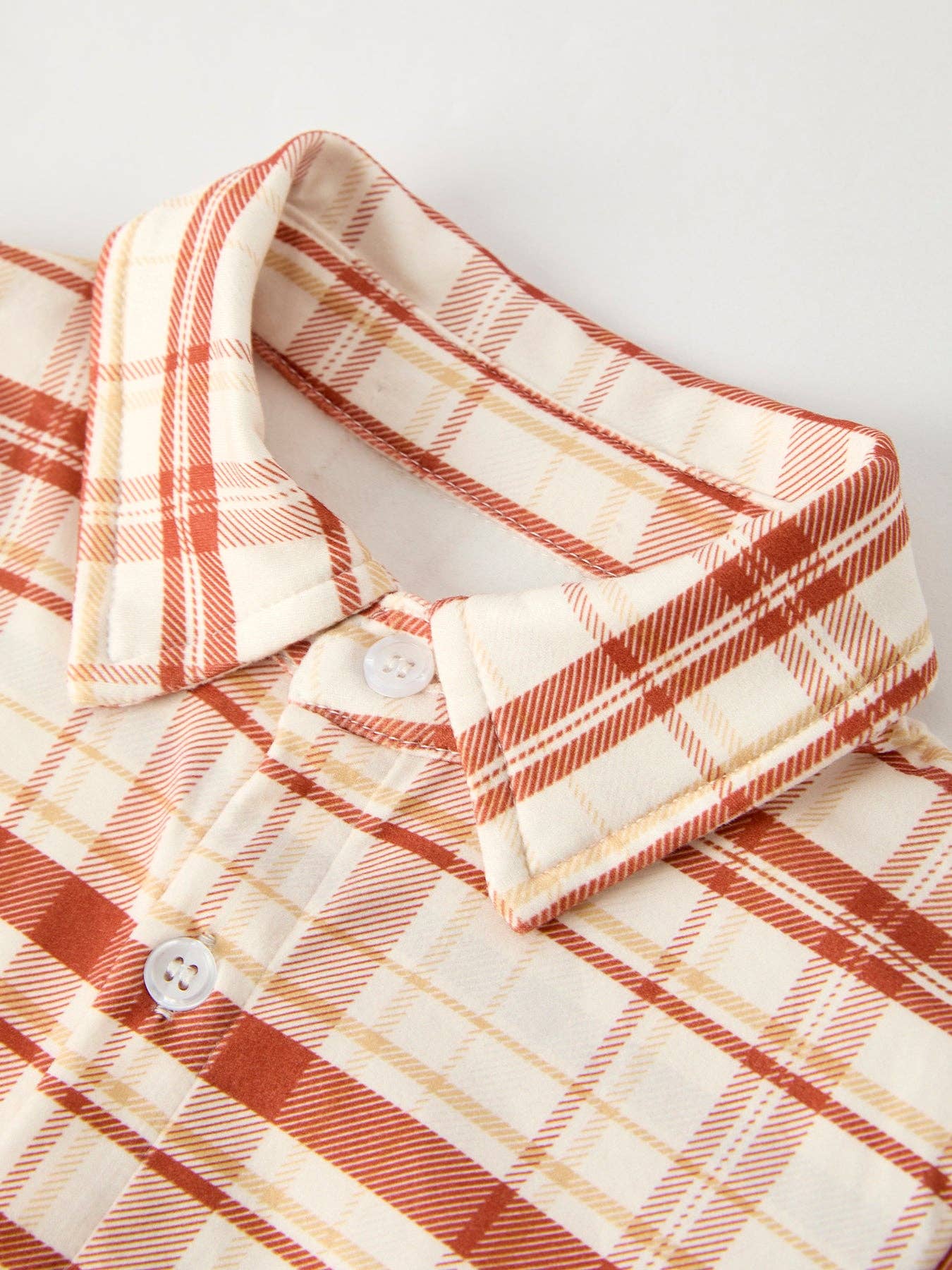 Thanksgiving  Plaid Shirt Long Sleeve Boys Top: 7/8