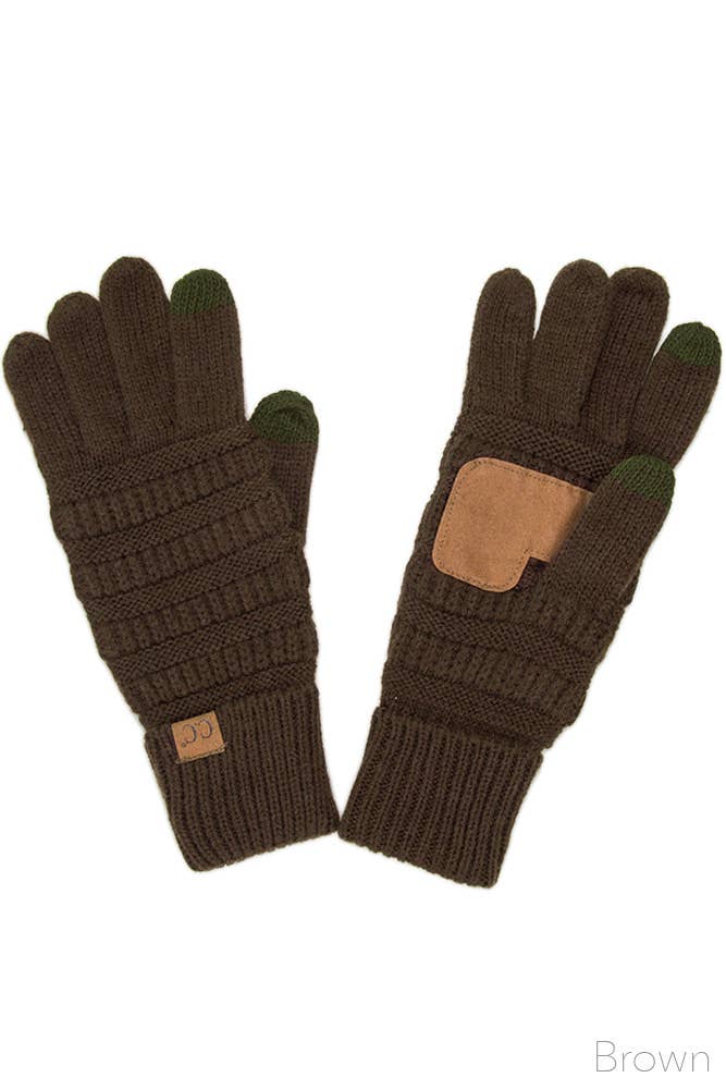 C.C Knitted Touch Screen Compatible Gloves: Beige