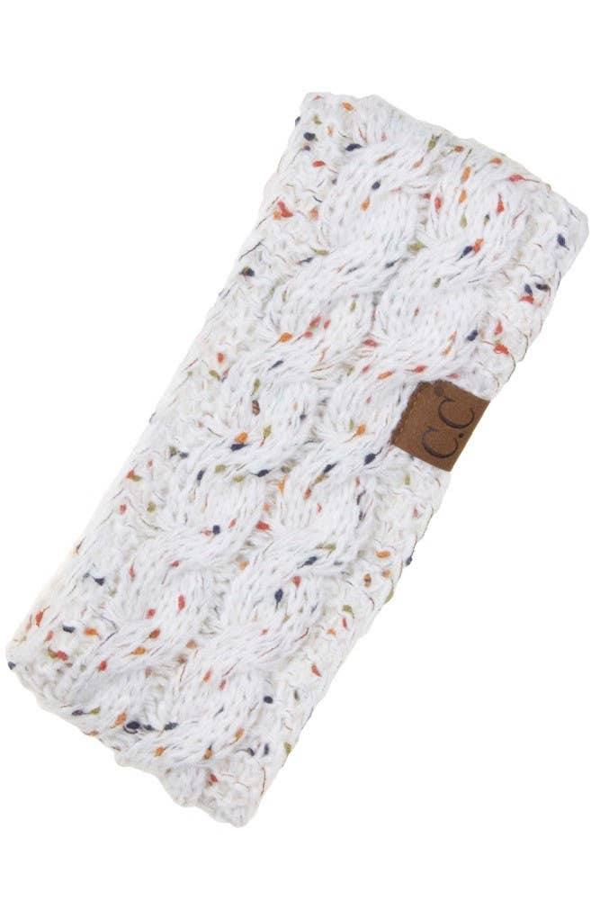 C.C Chunky Knit Confetti Sherpa Lined Headband: Oatmeal