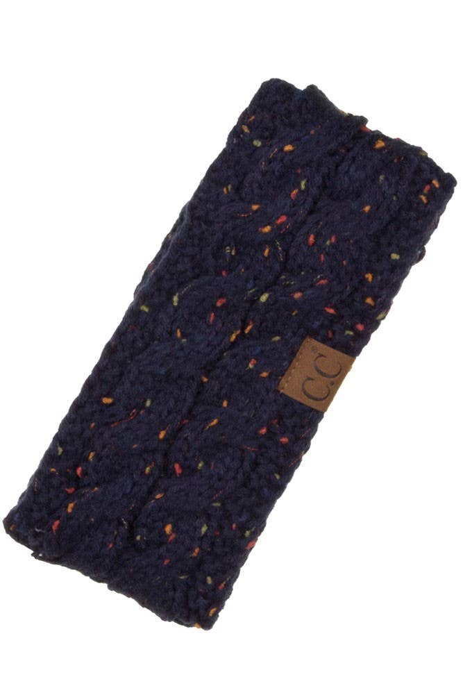 C.C Chunky Knit Confetti Sherpa Lined Headband: Oatmeal