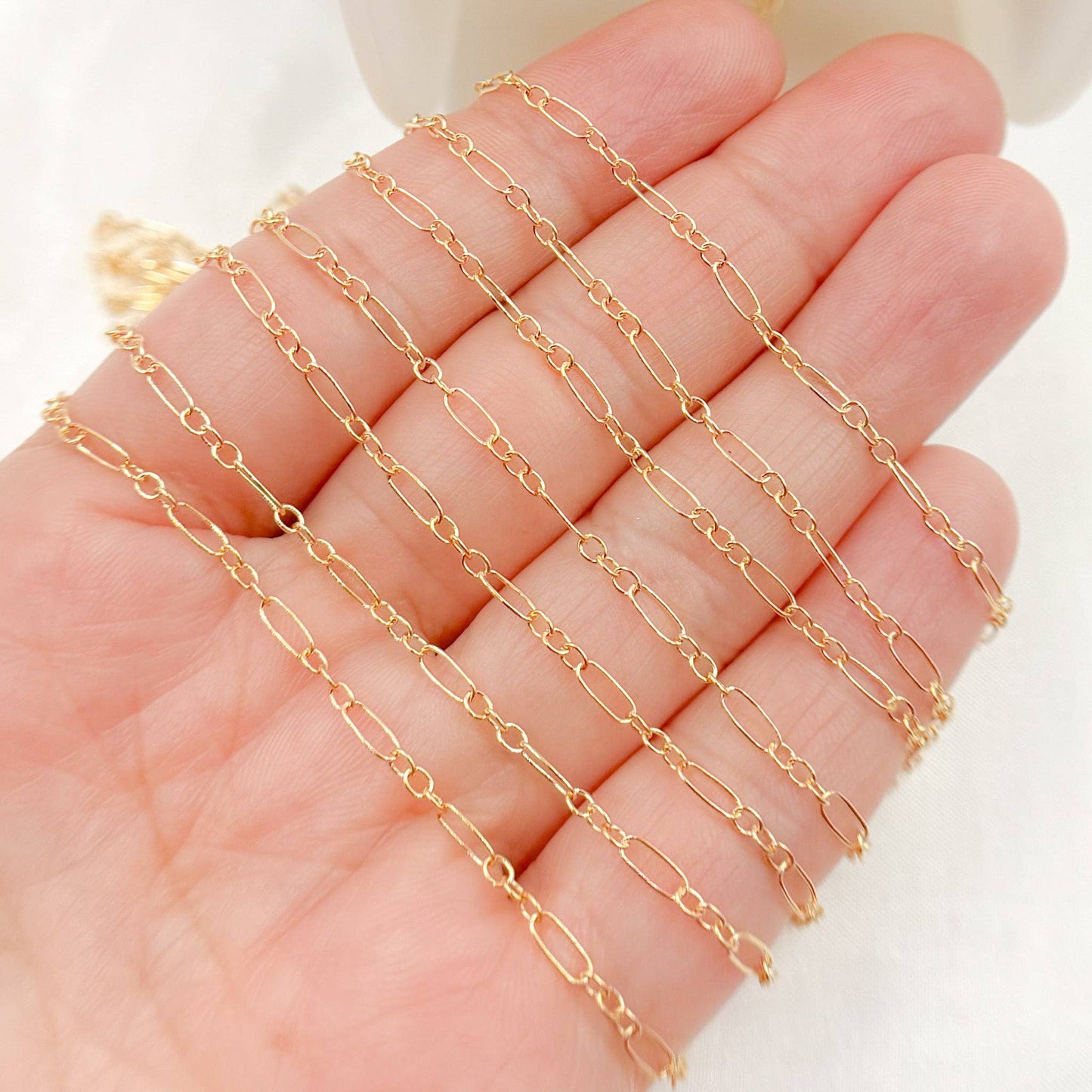 173GF. 14K Gold Filled Long & Short Link Chain: 1 Ft. / 2.1mm-3mm / Long & Short