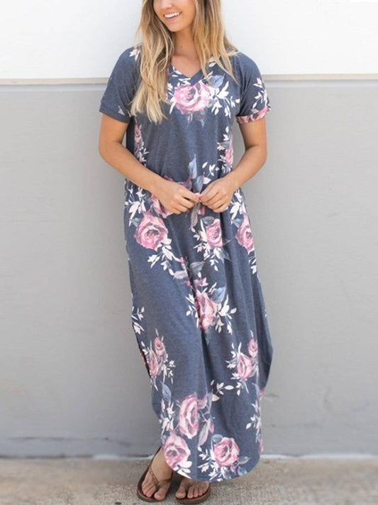Vintage Floral Relaxed Maxi: Charcoal / Large