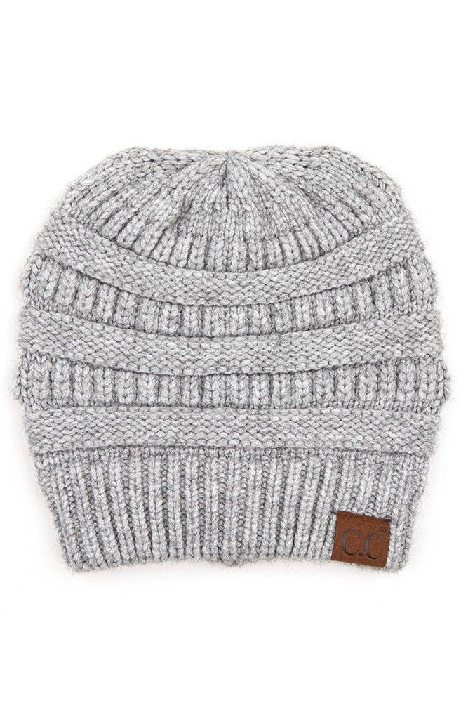 C.C Mixed Soft Yarn Knit Beanie: Pastel Blue