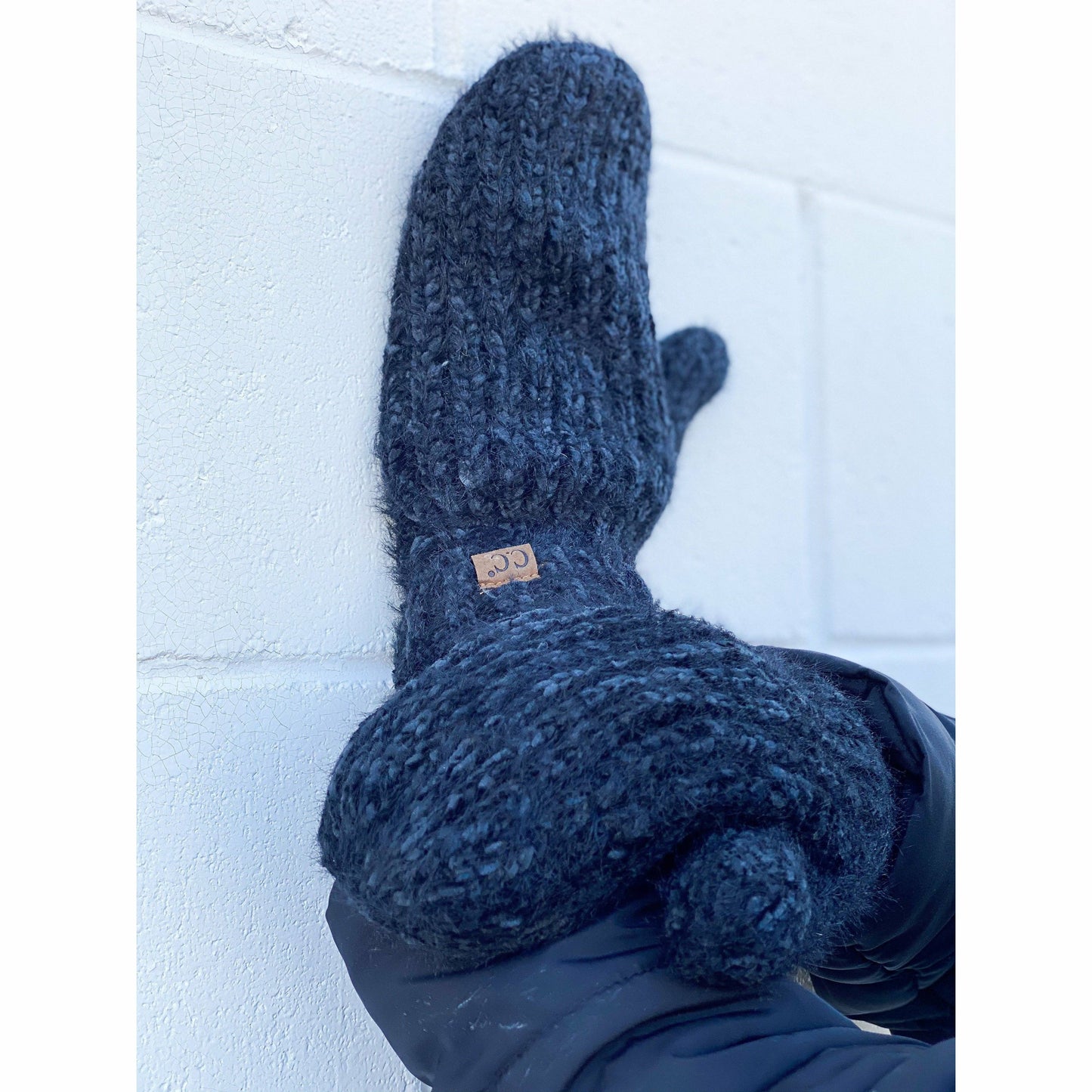 Two Tone Chenille Knit Women's Mittens: Rose