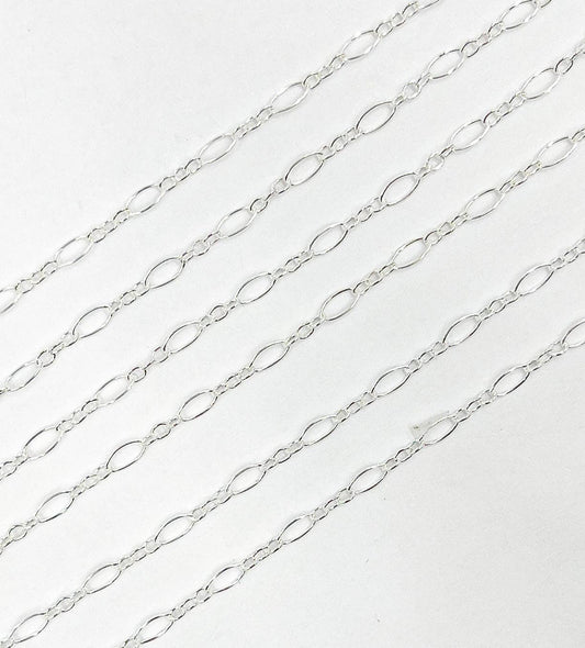 925 Silver Flat Oval & Round Link Chain. 716FSS
