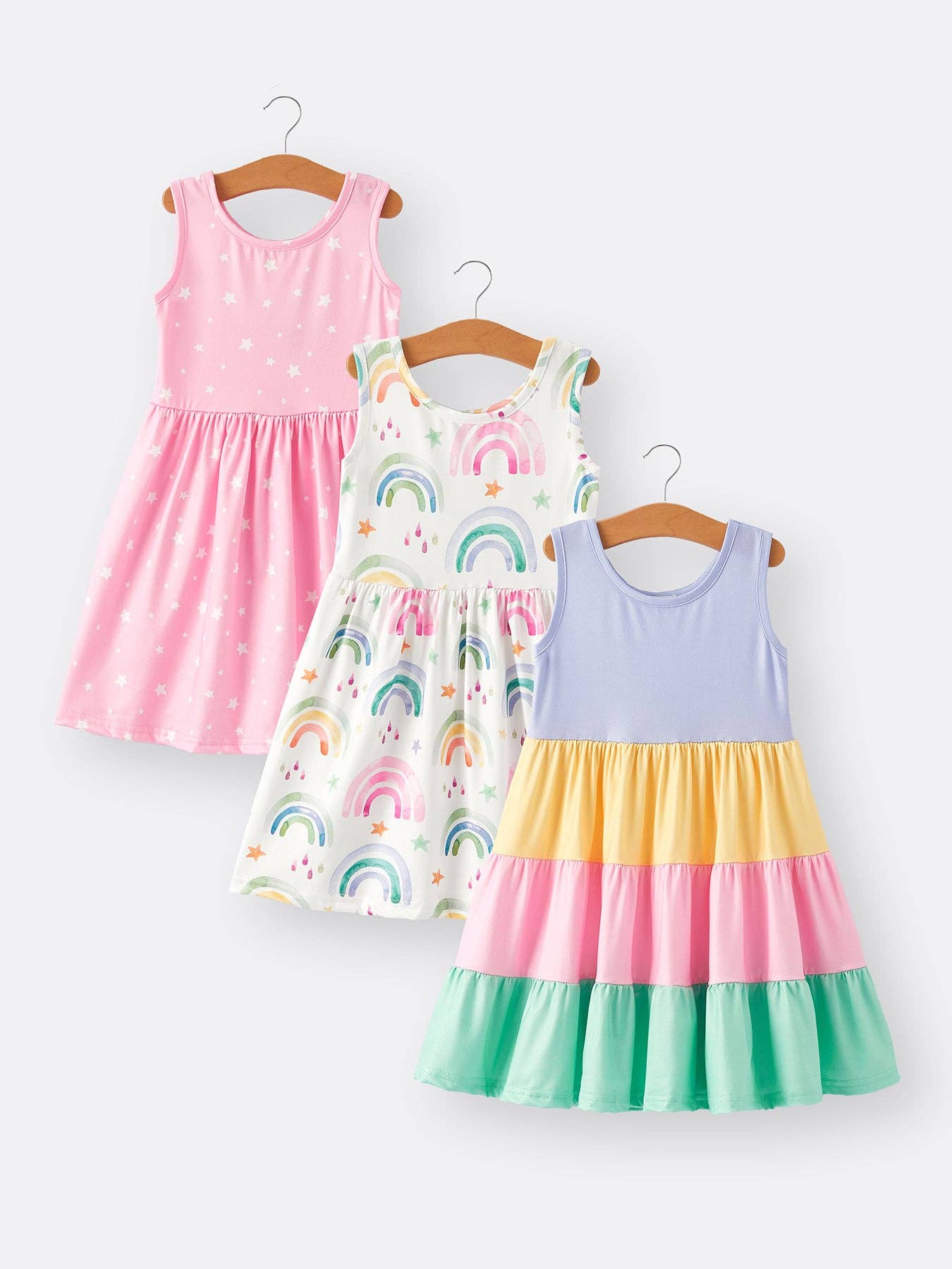 Rainbow Star Colorful 3-Piece Dress Set: 5-6Y