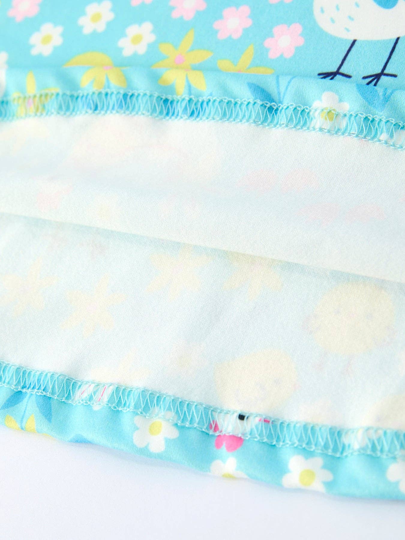Aqua Spring Chicken Floral Farm Print Girls Dress: 3