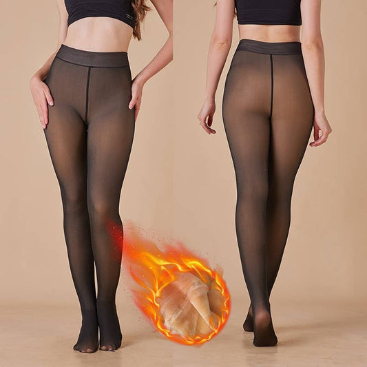 Fleece Lined Tights Women Sheer Warm Pantyhose Leggings: Nude / XL