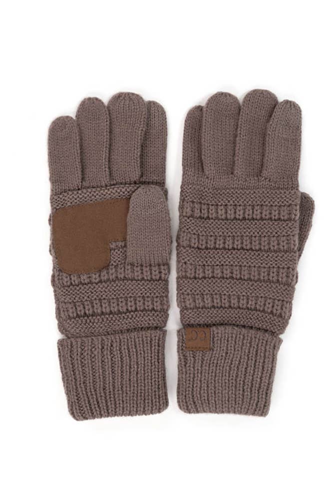 C.C Knitted Touch Screen Compatible Gloves: Beige