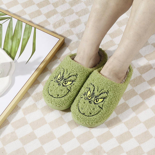NEW CHRISTMAS GRINCH WARM COTTON SLIPPERS_CWSHS0744: Green / (7.5) 1