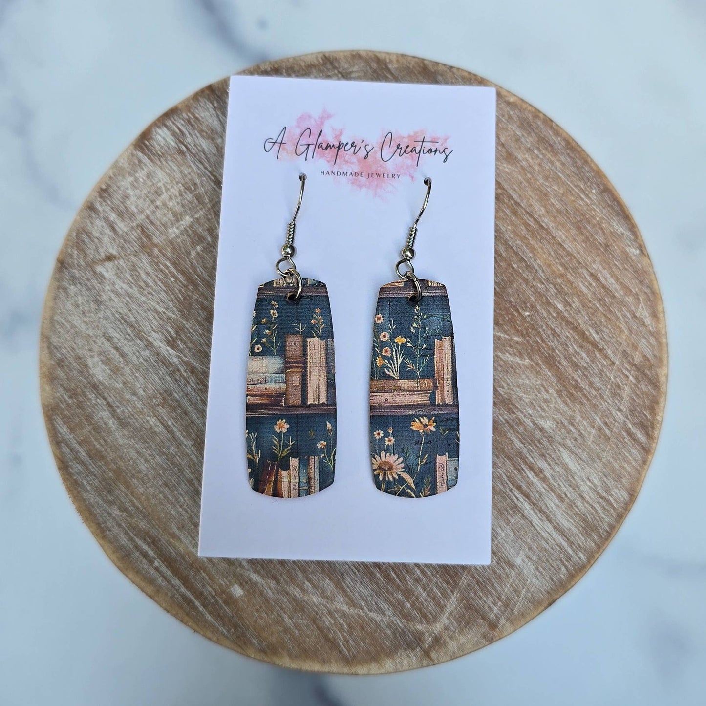 Books & Plants Mini Bar Leather Earrings