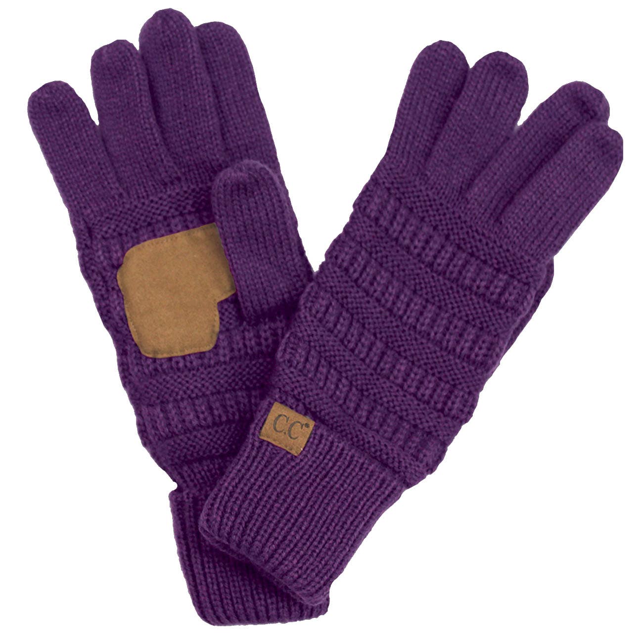 C.C Knitted Touch Screen Compatible Gloves: Dark Purple
