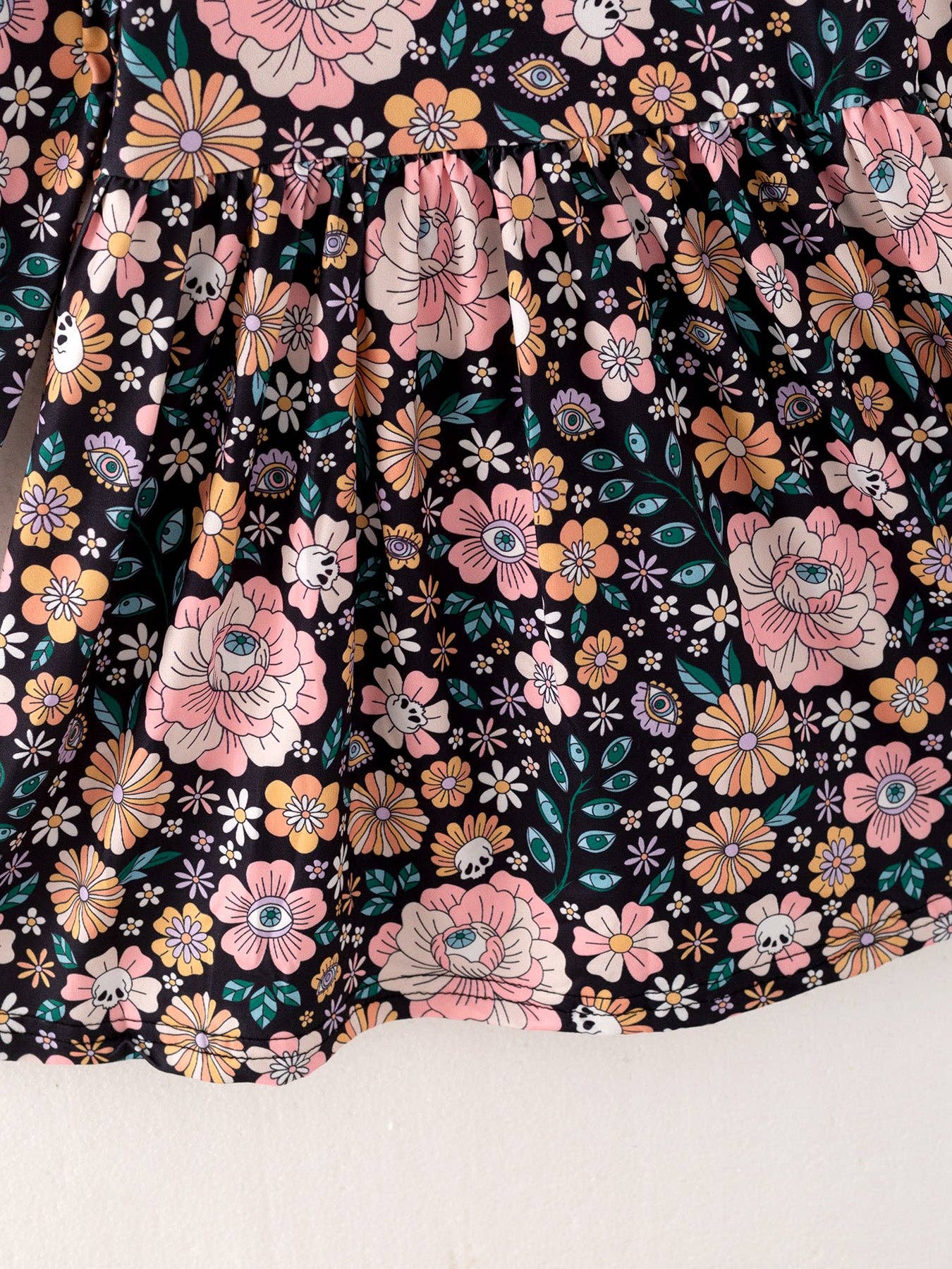 Girls Autumn Milk Silk Floral Print Dress: 12