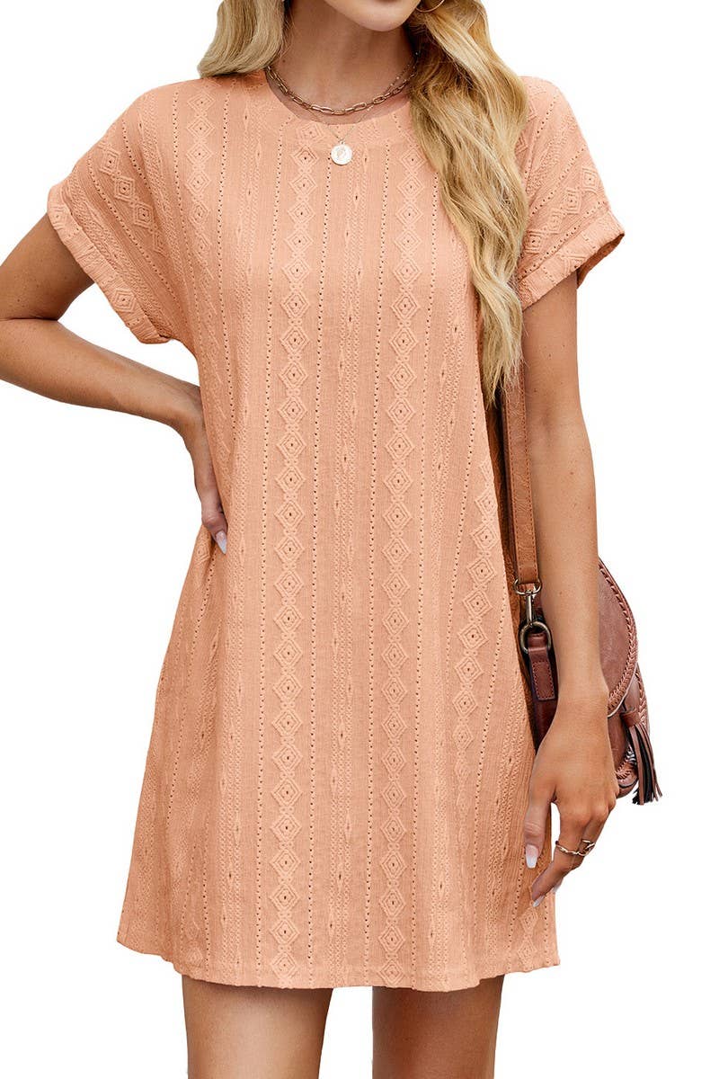 CWDSD8728_CREWNECK POCKET LOOSE FIT MIDI T-SHIRT DRESS: PINK / (S) 1