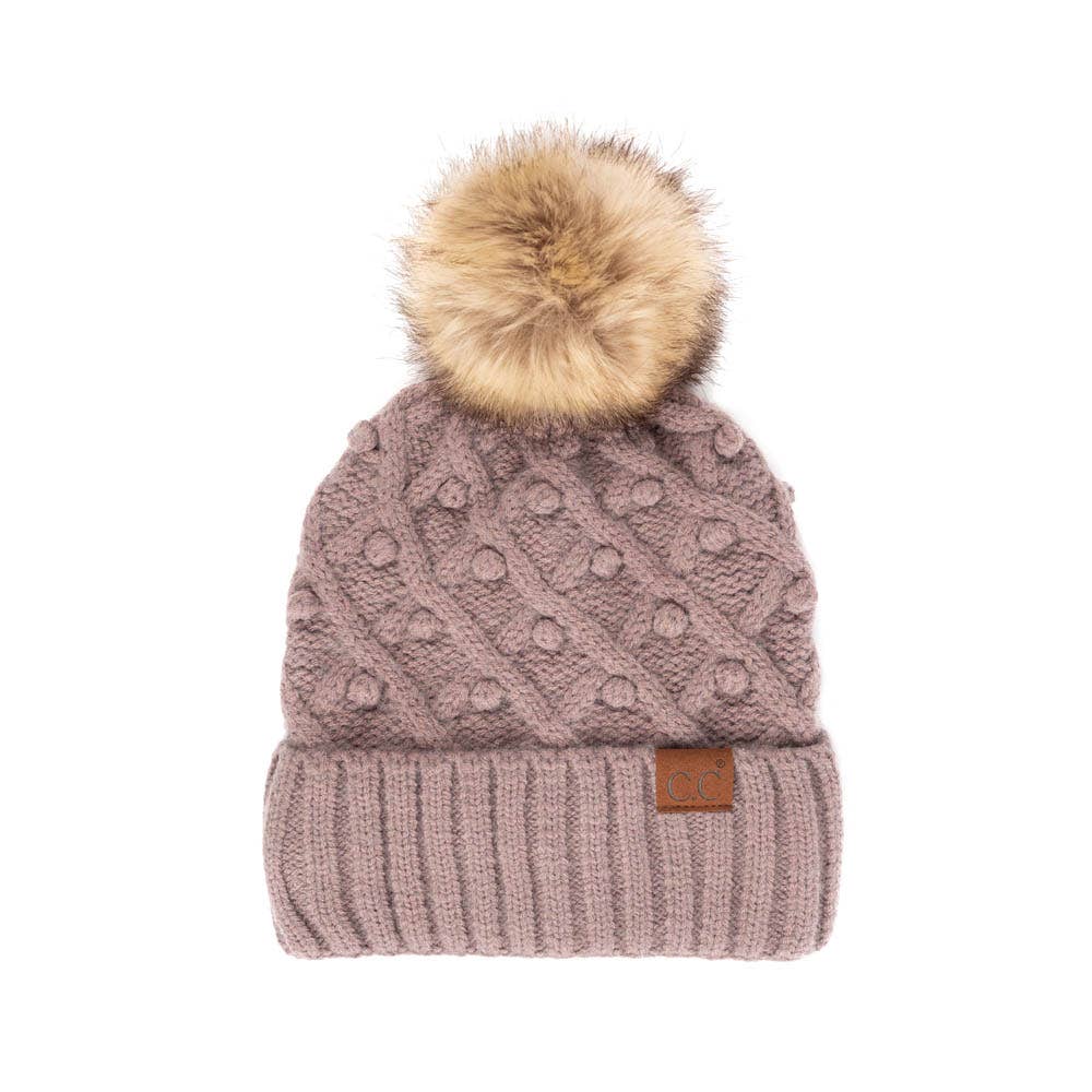 C.C Bobble Beanie Hat: Cocoberry