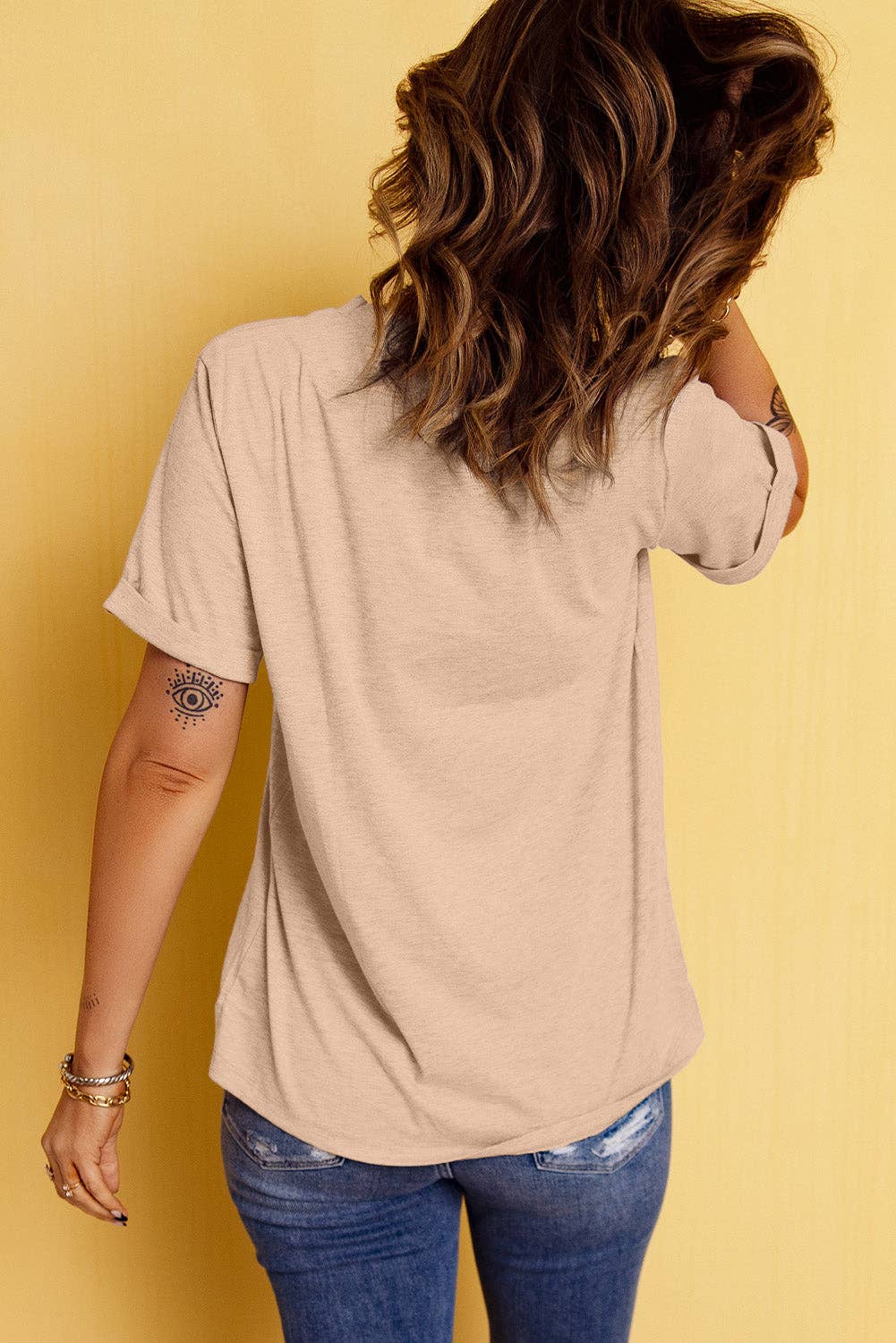Khaki Thanksgiving Bowknot Turkey Graphic Crewneck Tee: Khaki / 62%Polyester+32%Cotton+6%Elastane / L