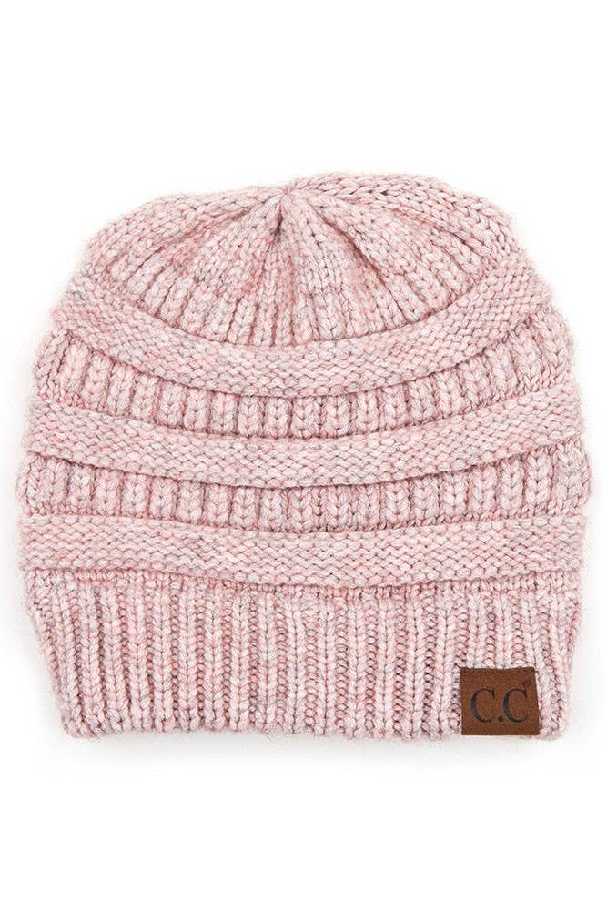 C.C Mixed Soft Yarn Knit Beanie: Pastel Blue