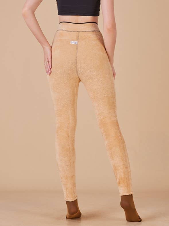 Fleece Lined Tights Women Sheer Warm Pantyhose Leggings: Brown / XL