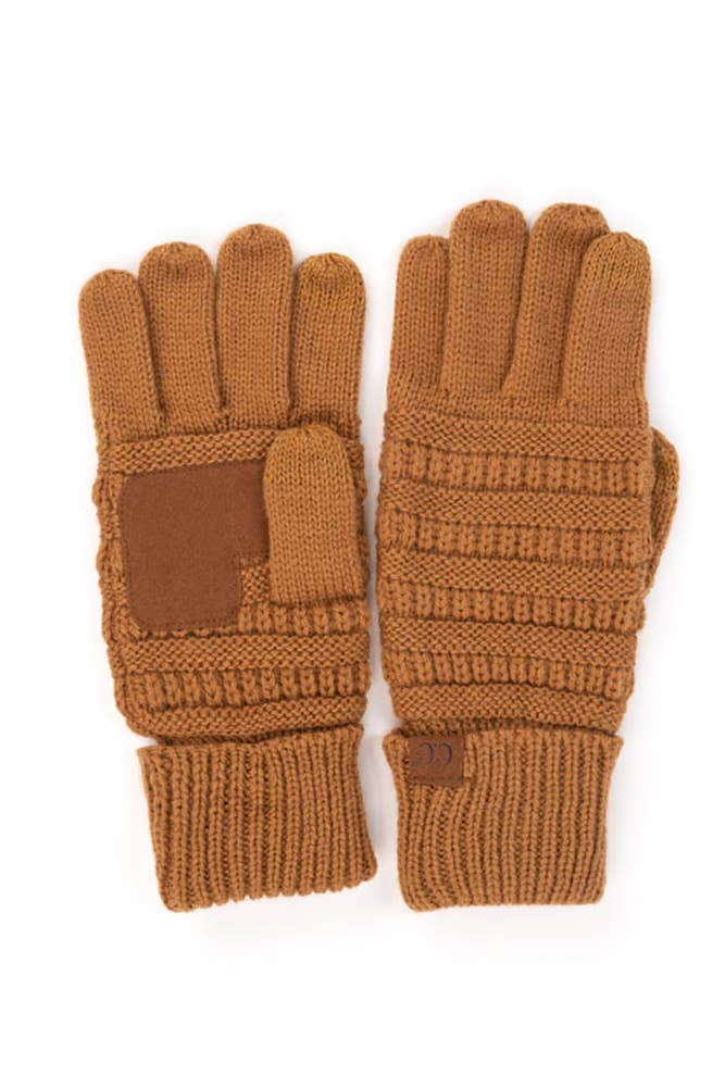C.C Knitted Touch Screen Compatible Gloves: Coral