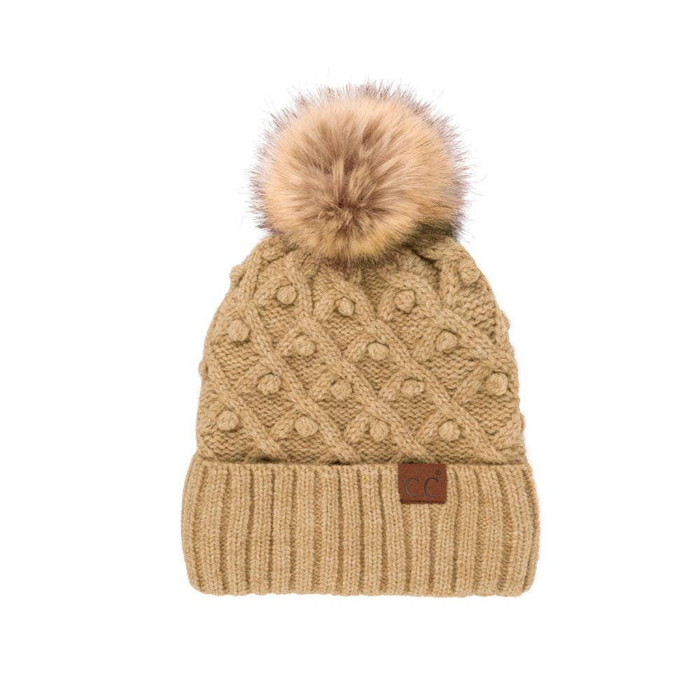 C.C Bobble Beanie Hat: Moss