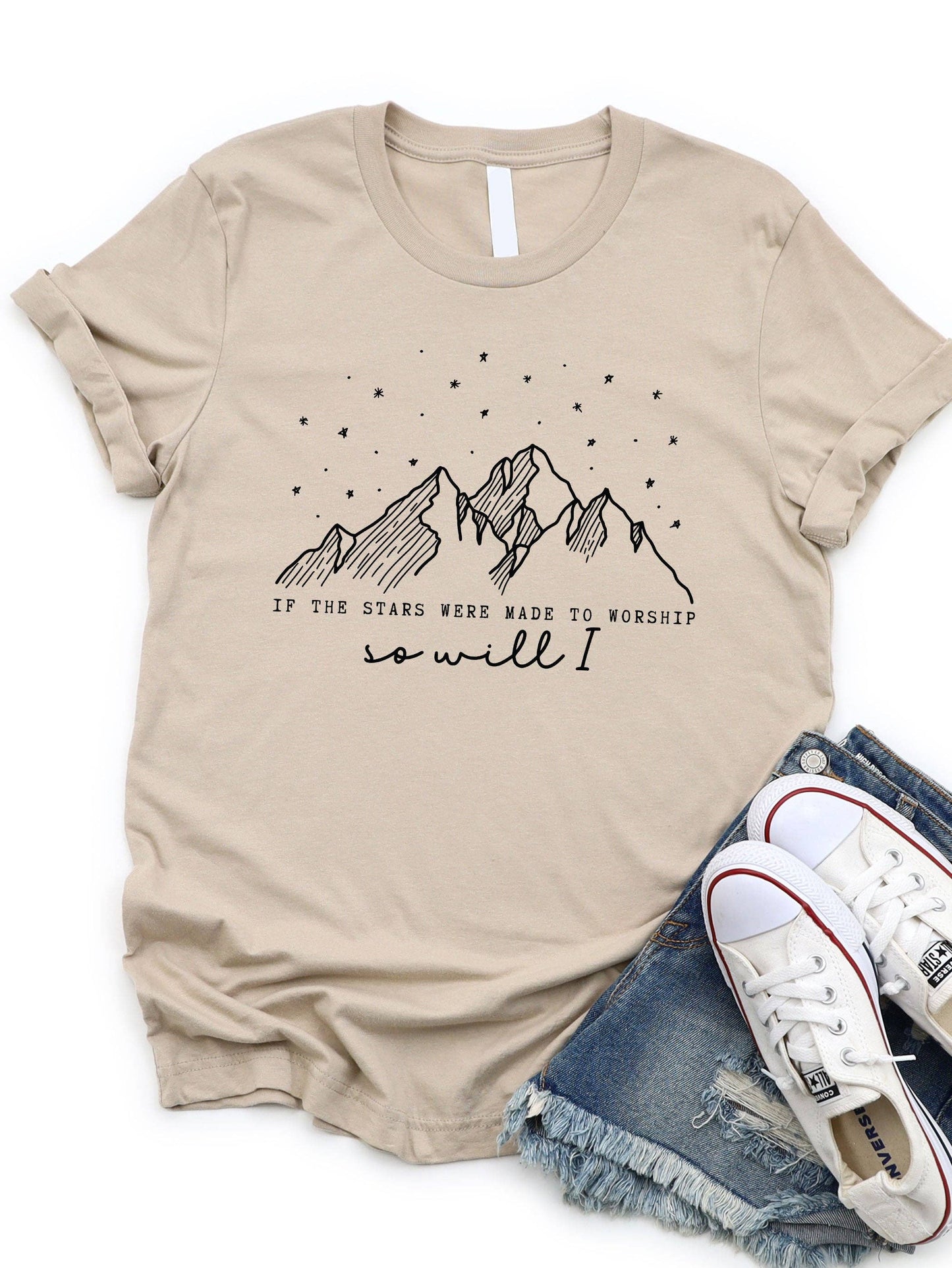Stars were made to worship so will I Graphic Tee: Slate / Small