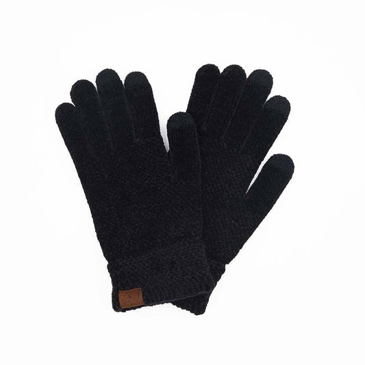 C.C Eco Friendly Chenille Gloves: Black