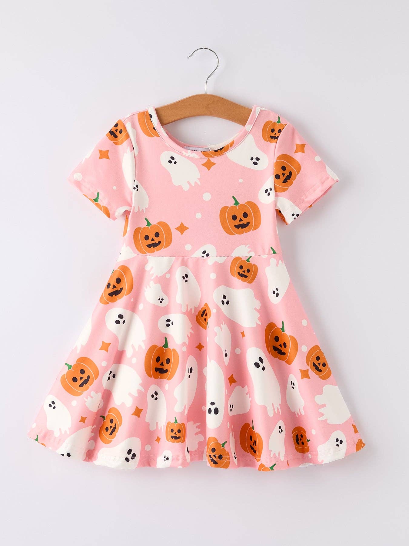 Halloween Ghost Pumpkin Print Short sleeve Dress: 4