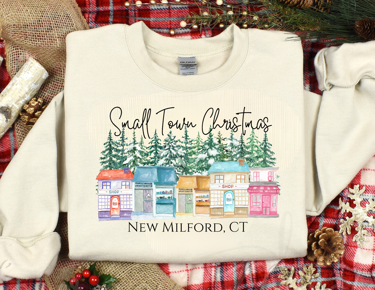 Small Town Christmas Custom City/State Sweatshirt: L