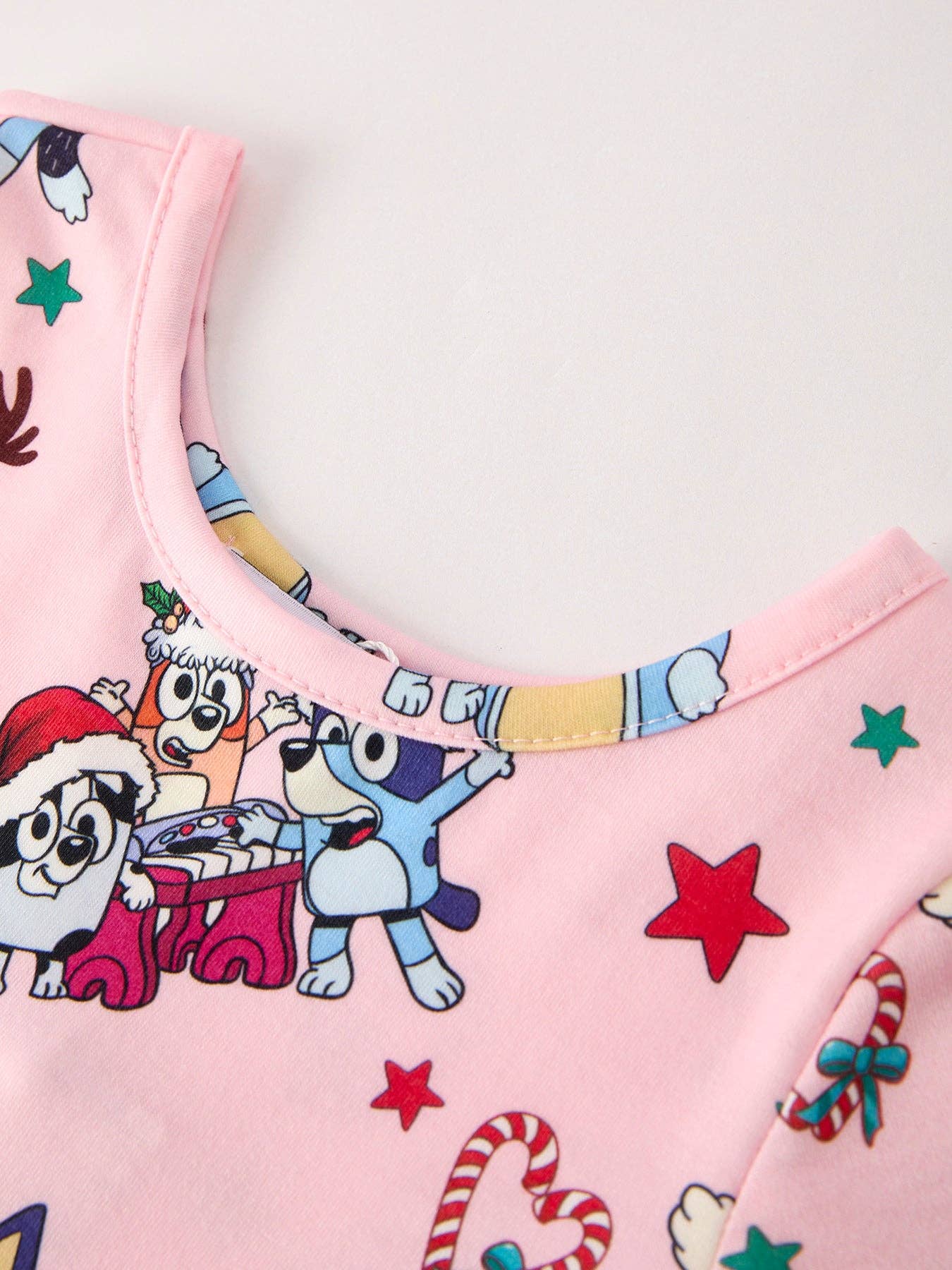Winter Christmas Character Print  Pink Girls Dress: 8/9