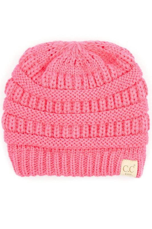 C.C Kids Knit Beanie with Fuzzy Lining Inside: New Candy Pink