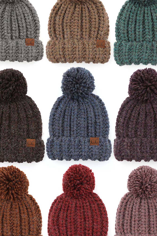 C.C Special Chunky Yarn Beanie Winter Hat: Mint