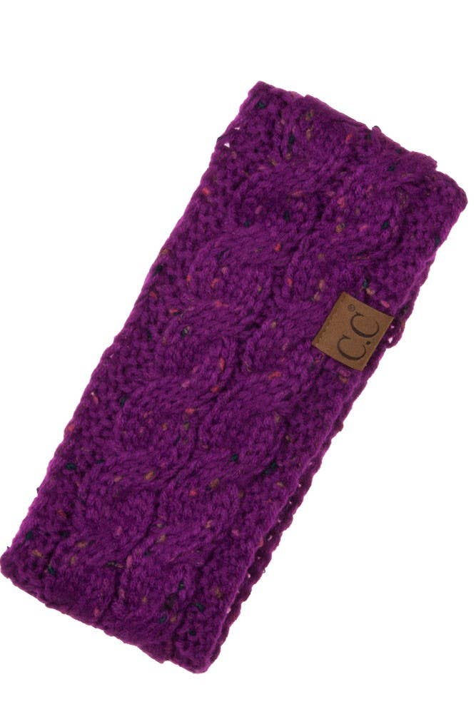 C.C Chunky Knit Confetti Sherpa Lined Headband: Dark Gray