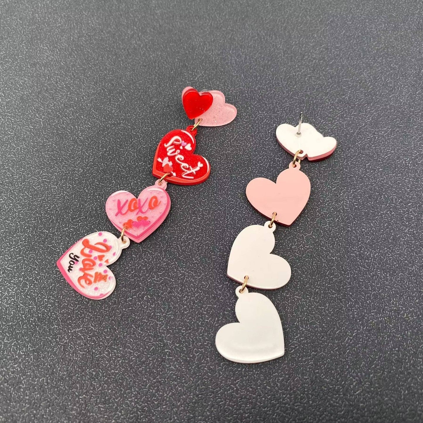 Sweet Love Triple Heart Charm Earrings Valentine's Day Gift