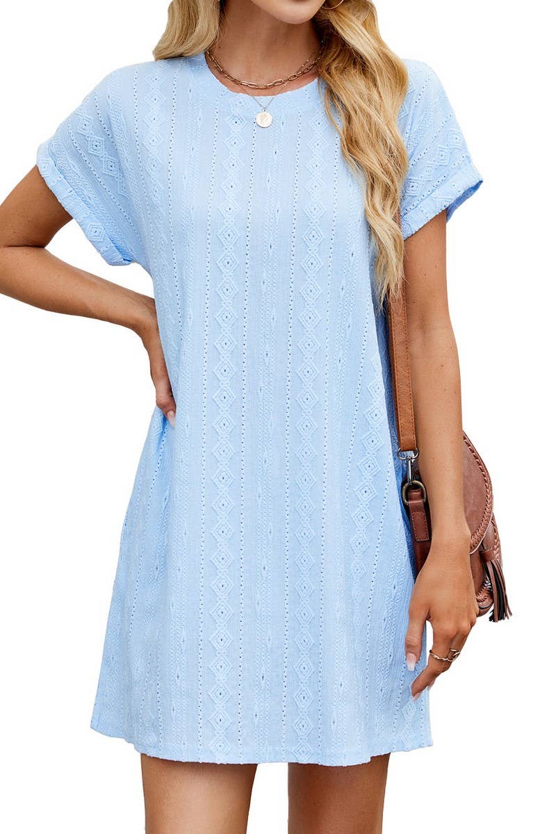 CWDSD8728_CREWNECK POCKET LOOSE FIT MIDI T-SHIRT DRESS: PINK / (M) 1