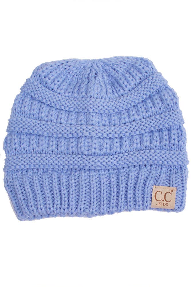 C.C Kids Solid Classic Knit Beanie: Light Melange Gray