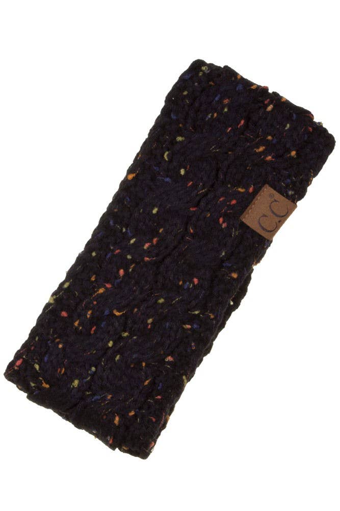 C.C Chunky Knit Confetti Sherpa Lined Headband: Oatmeal