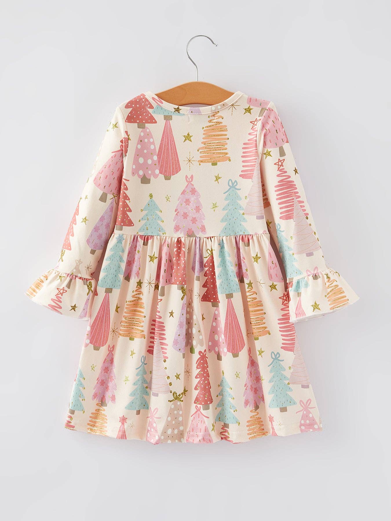 Christmas Tree Print Girls Dress: 3