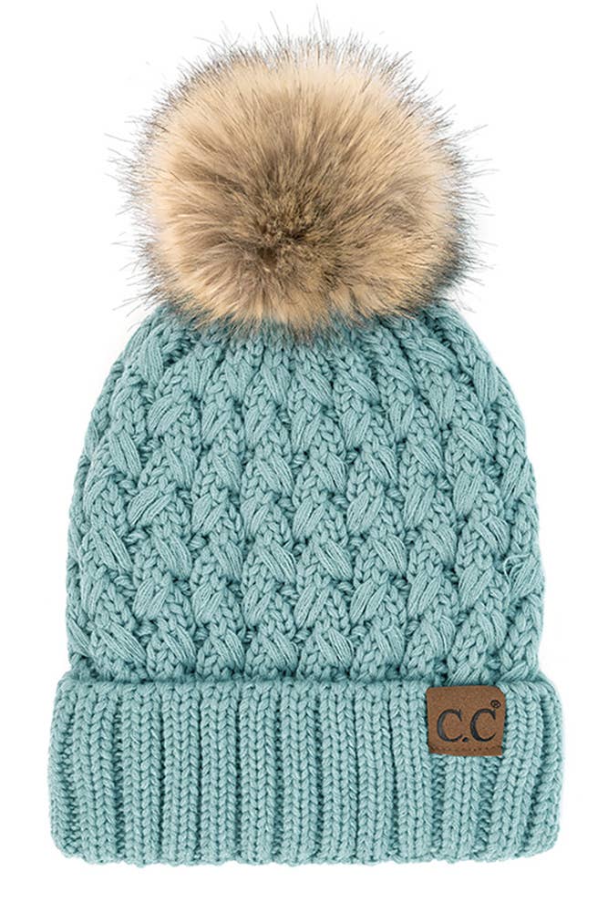 C.C Lattice Crossover Stitch Beanie Winter Hat: Clay