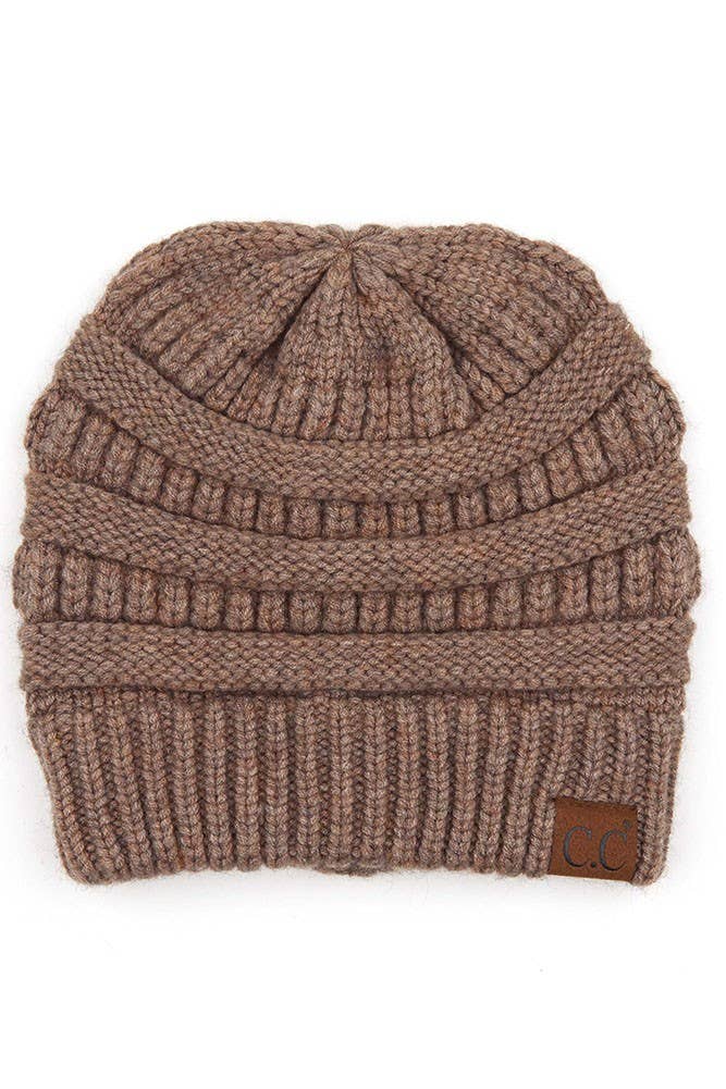 C.C Mixed Soft Yarn Knit Beanie: Pastel Blue