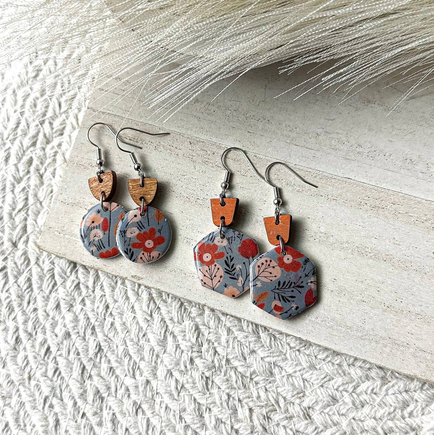 Polymer Clay Earrings: Hexagon