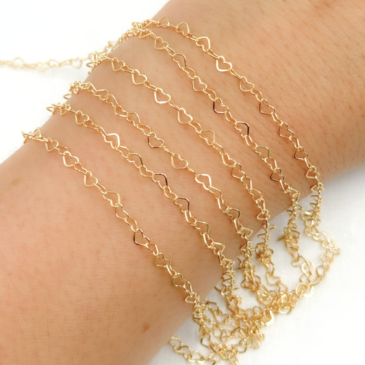 629FGF. 14K Gold Filled Heart Flat Link Chain