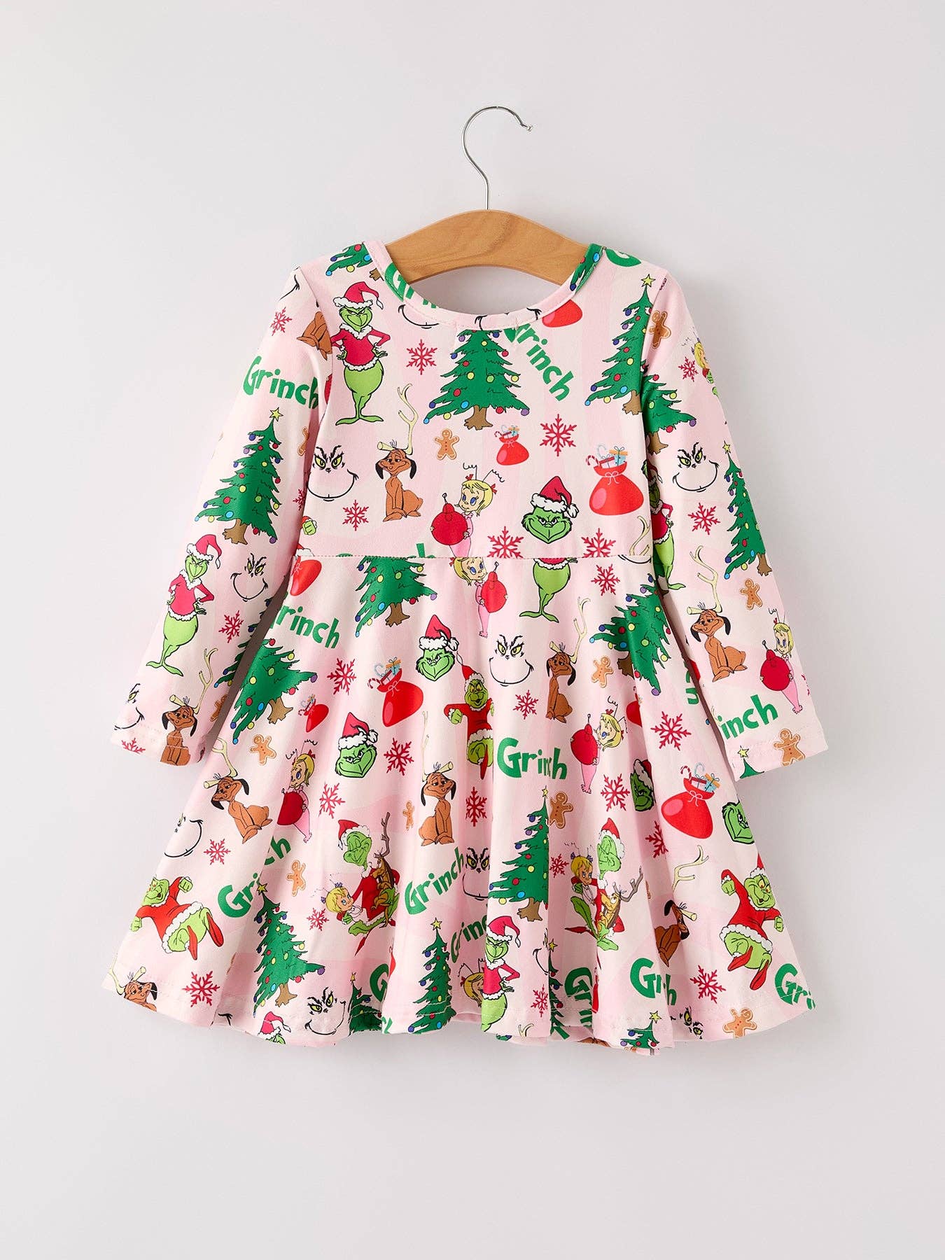 Winter Christmas Character Print Girls Dress: 4