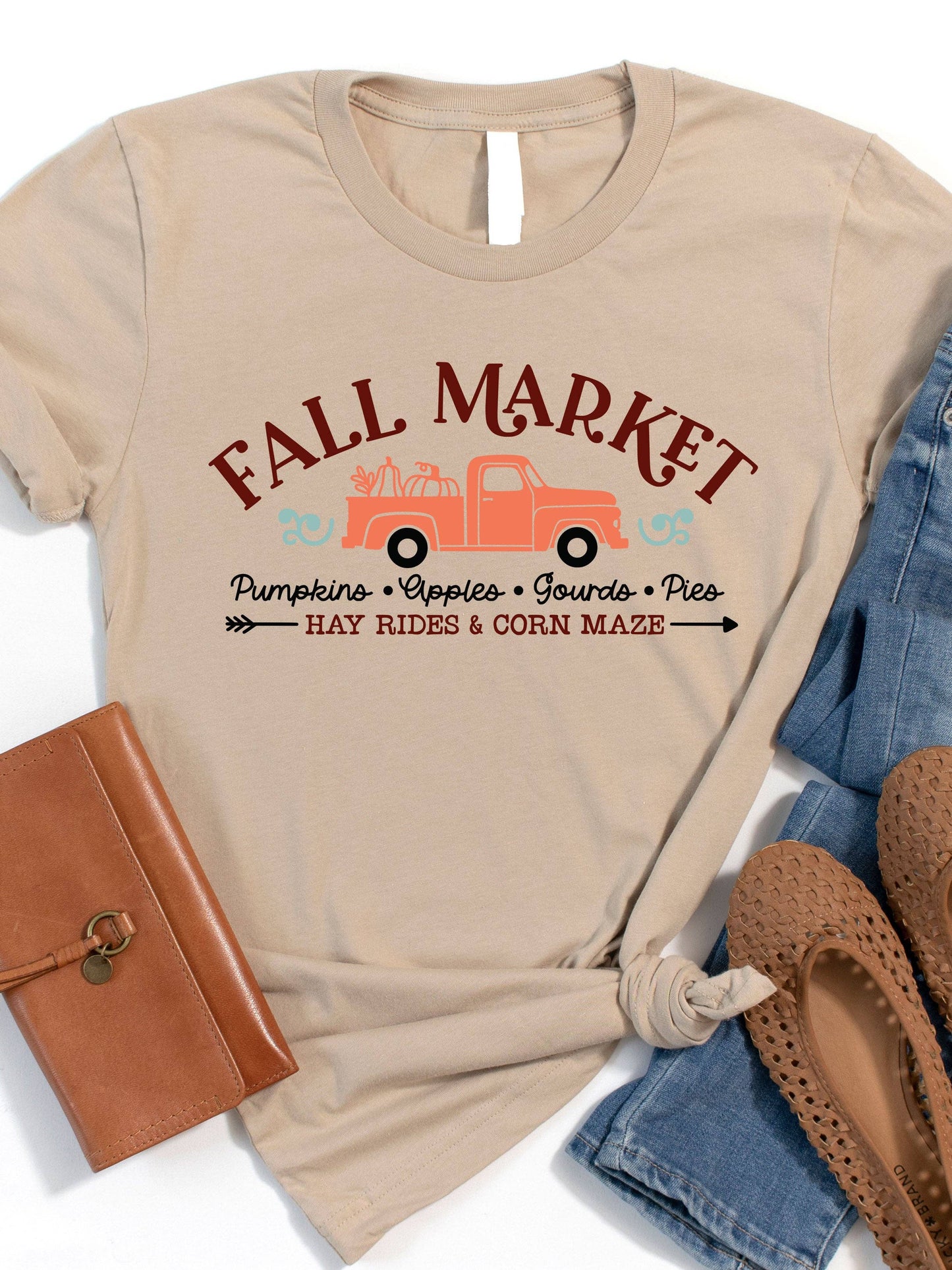 Fall Market Pumpkin Truck Graphic Tee: Slate / Small